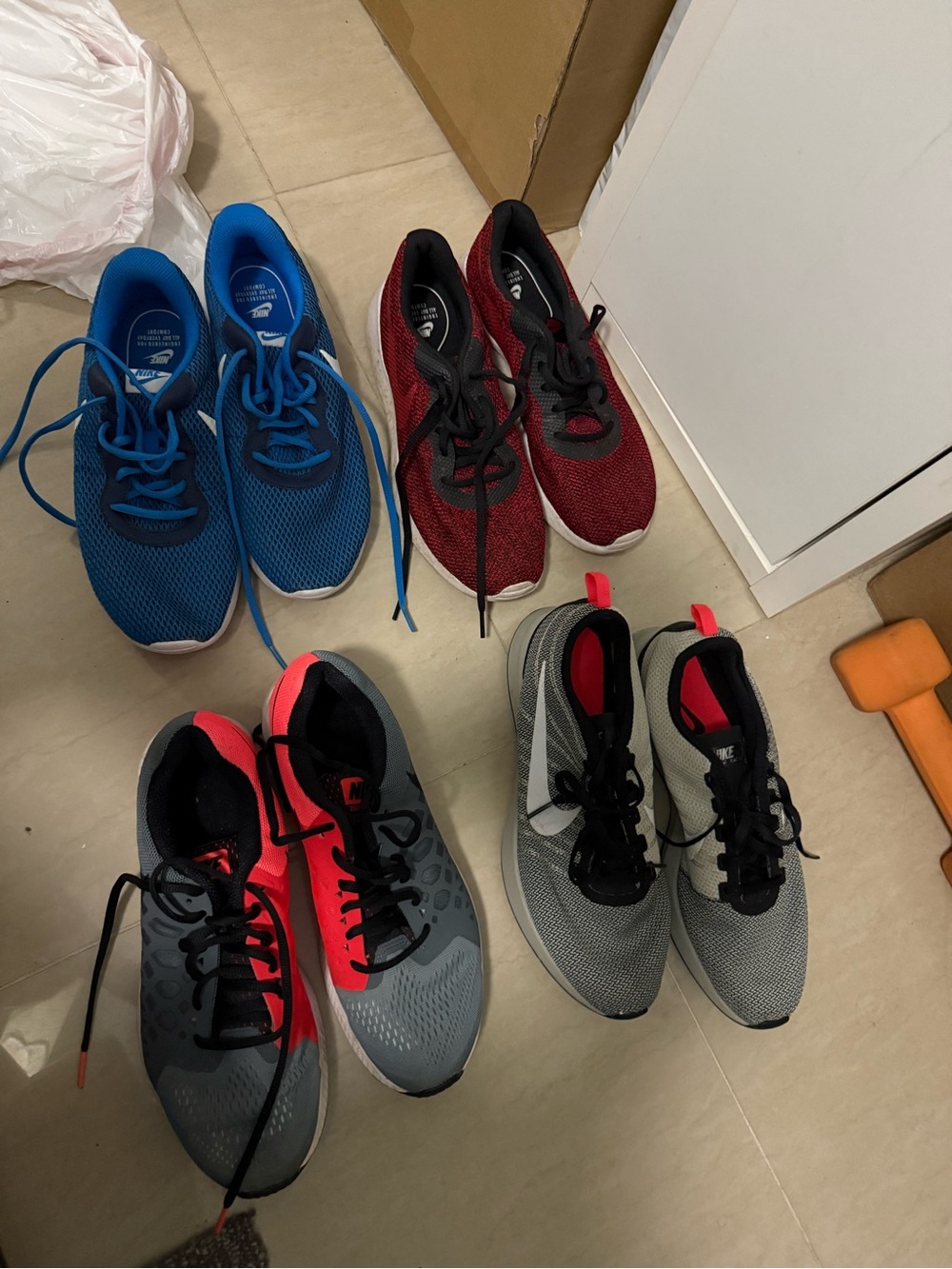 Nike Men's Athletic Shoe Lot - Blue, Red, Gray, Black, Pink Accents